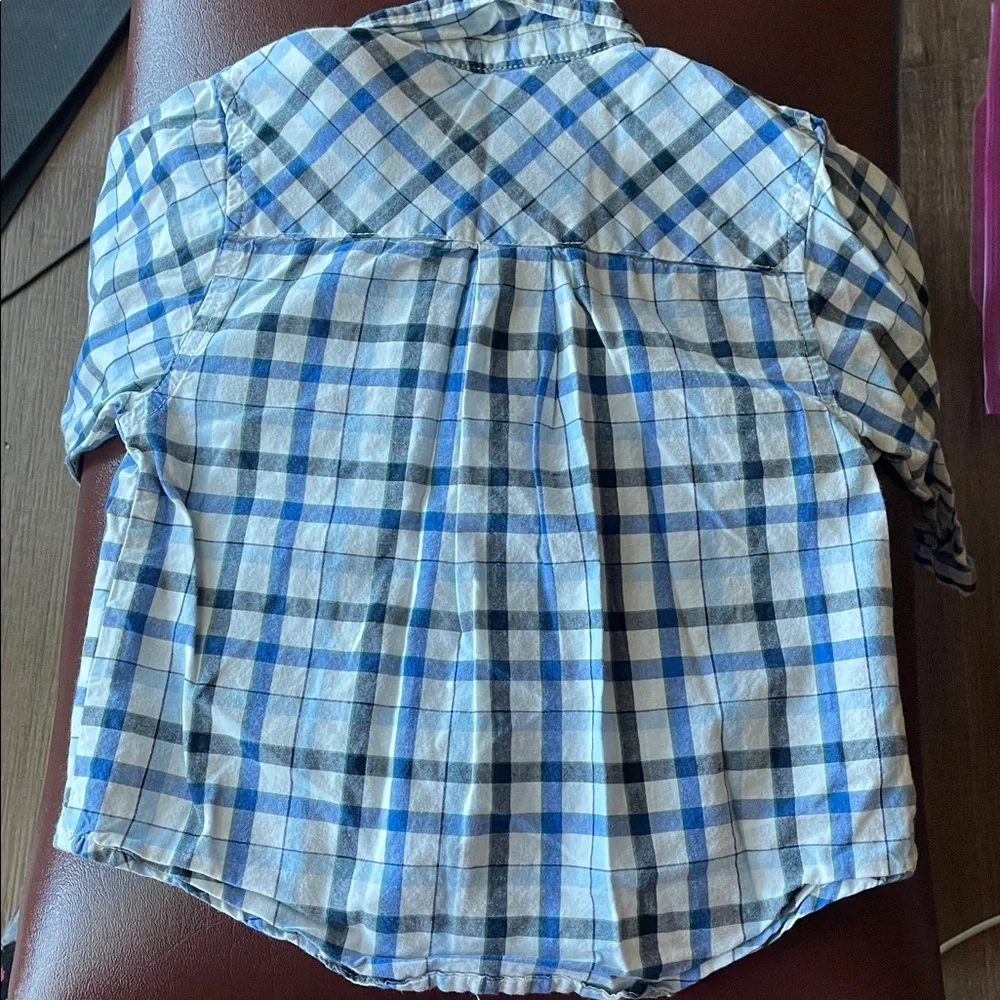 Children's Place blue and white checkered button-down shirt 12M